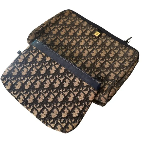 2 Dior bags navy blue trotter vintage set cosmetic bags - Picture 1 of 8